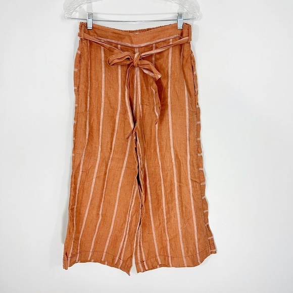 Anthropologie Portia Wide Leg Cropped Linen pants sz XS - Picture 2 of 4